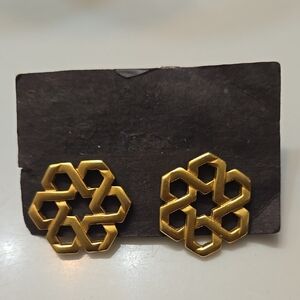 Vintage Goldtone Cut-out Pierced Earrings